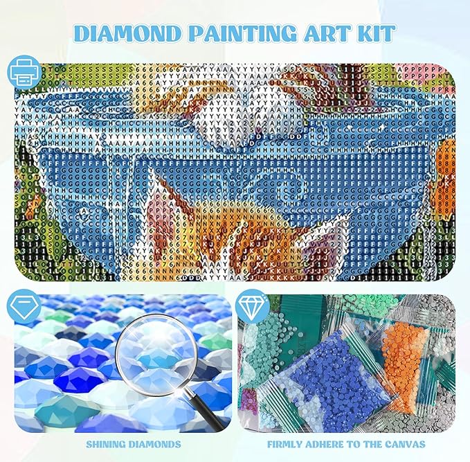 QENSPE Diamond Painting Cute Kitten Art Kits, DIY Full Drill Diamond Art for Adults, 5D Flower Round Diamond Dots Paintings Gem Crystal Crafts Home Wall Decor Gifts 30x40cm
