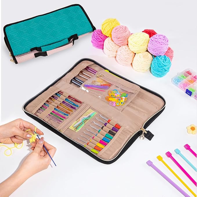 Knitting Needles Case (Up to 14 Inches) - Organizer for Knitting and Crochet Accessories - Empty Hook Case