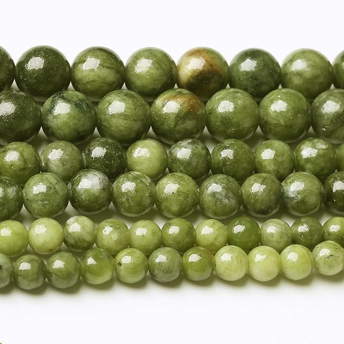 Matcha Green Jade Stone Beads for Jewelry Making Gemstone Round Crystal Bracelet Necklace 1 Strand 15.5inch 45PCS 8MM