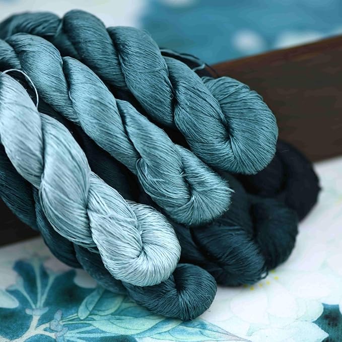 Natural 100% Silk Thread, Handmade Embroidery Thread Silk Floss 7 Colors 110m Each (49)