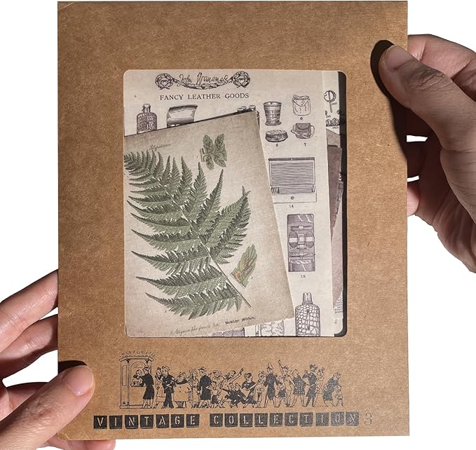 CATaireen Vintage Junk-Journal Mixed Paper Scrapbooking Embellishments Set Retro Journaling Decoupage Stickers Textured Packaging Decorative Cards Tags Kit (Old Photos 3)