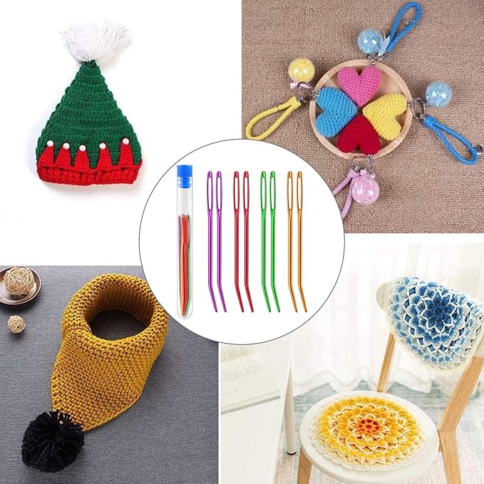 Repair Sewing Needles, Big Needle and Giant Tapestry Needles with Transparent Bottle for Crochet Darning Beading Quilting Weaving Crafts, Total 8 Pcs