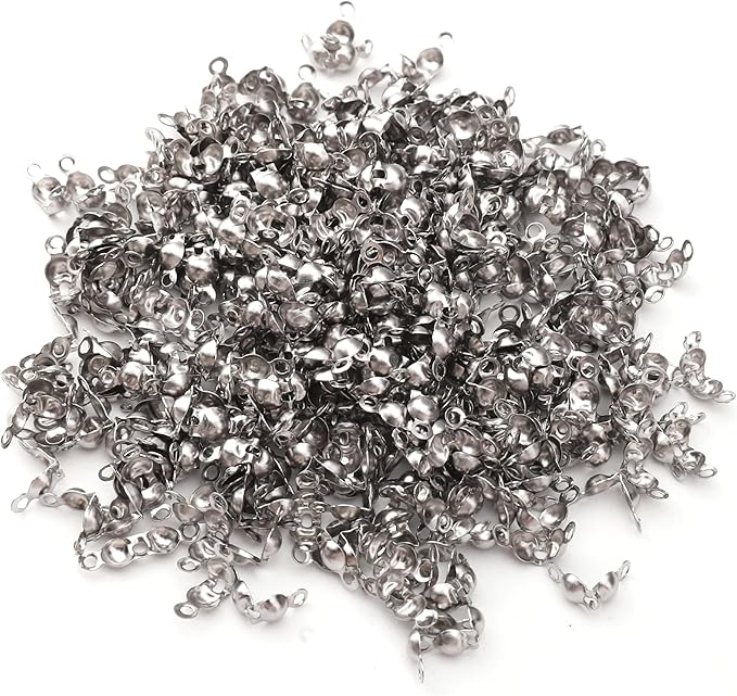 304 Stainless Steel End Caps 4x8mm 400pcs Knot Covers for Jewelry DIY Making and Repairing