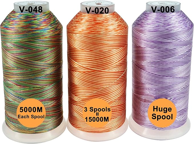 New brothreads - 40 Options- Various Assorted Color Packs of Polyester Embroidery Machine Thread Huge Spool 5000M for All Embroidery Machines -Variegated Colors 1