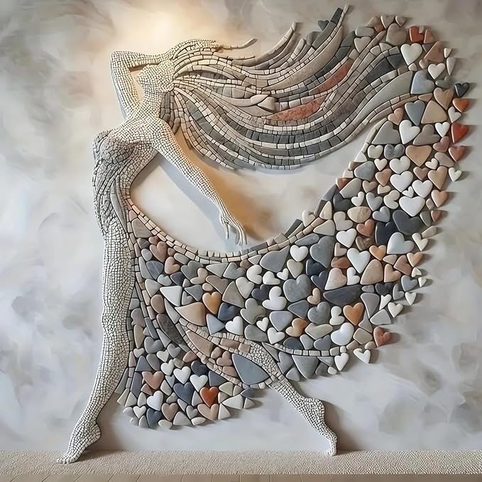 Diamond Art Kits for Adults Pebble Girl, DIY 5D Diamond Painting Kit for Beginners, Stone Full Round Drill Gem Art Dots for Adults, Diamond Dots Paintings Crafts Home Wall Decor 14X14 Inch