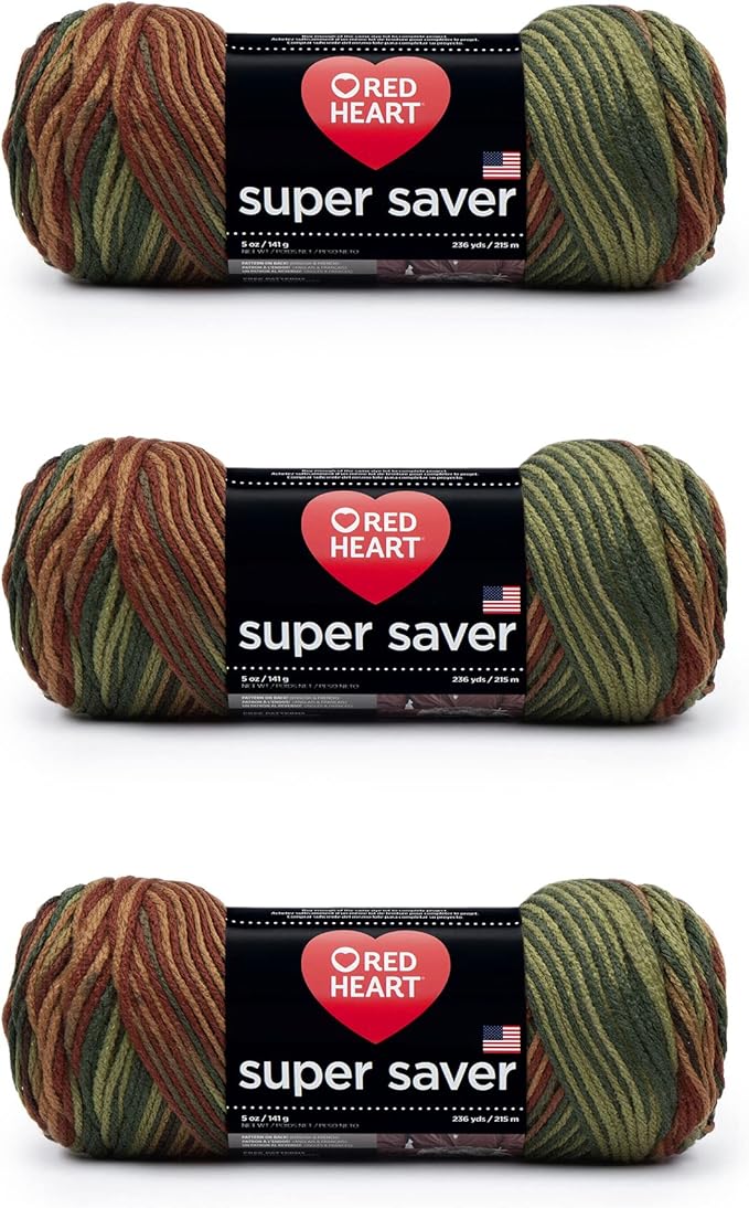Red Heart Super Saver Yarn, 3 Pack, Fall 3 Count