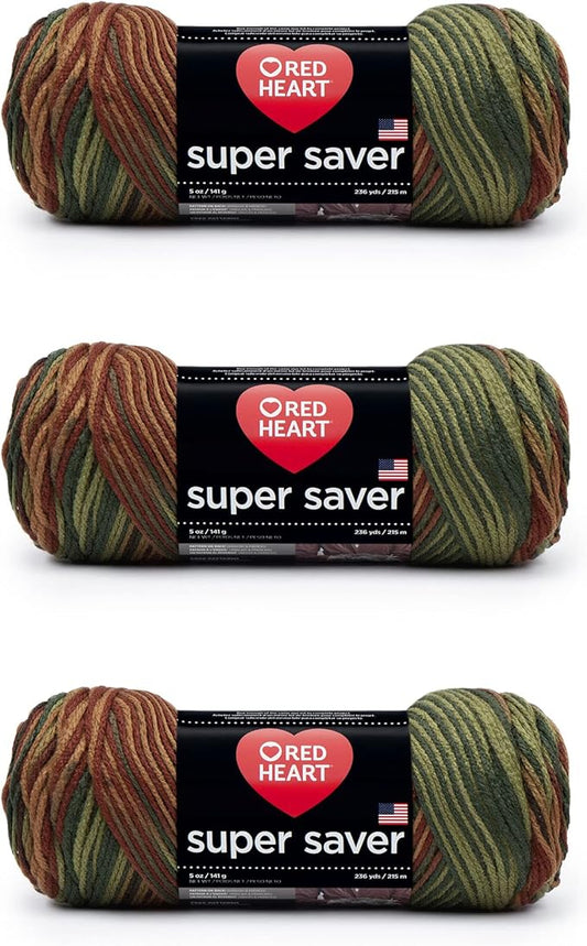 Red Heart Super Saver Yarn, 3 Pack, Fall 3 Count