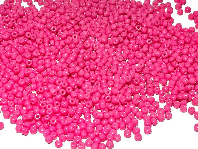 Perlin Glass Seed Beads 4mm 6/0 Round 1100pcs Mini Small Pony Spacer Beads Kit for Jewelry Making Earrings Bracelets Pendants Waist DIY Handmade (Pink Opaque 2)