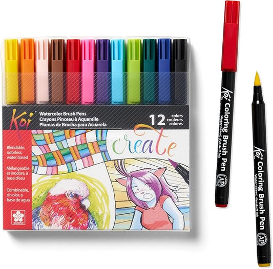 SAKURA XBR-12SA 12-Piece Koi Assorted Coloring Brush Pen Set