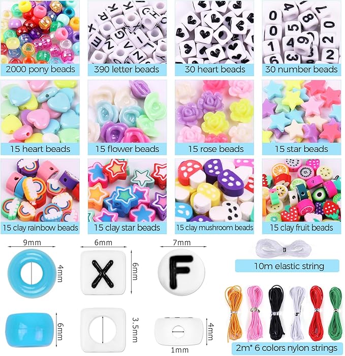 2600Pcs 72 Colors Pony Beads for Bracelets, 4 Box Rainbow Kandi Beads Bracelet Making Kit, Friendship Bracelet Kit with A-Z Letter Bead for Adults DIY Jewelry Making Crafts