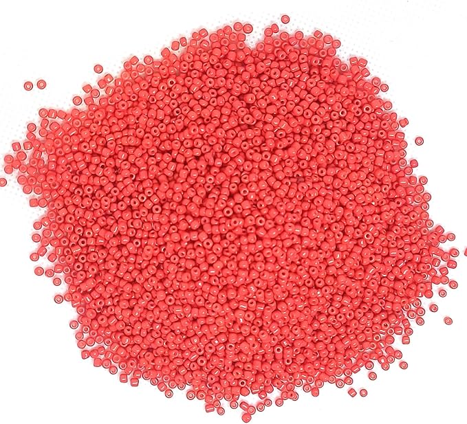 Perlin Glass Seed Beads 2mm 11/0 Round Mini Small Pony Beads 6500pcs for Making Earrings Bracelets Pendants Waist Jewelry DIY Handmade Opaque Color Kit (Coral)