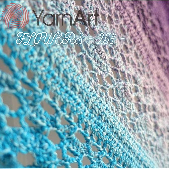 YarnArt Flowers – Gradient Cotton Acrylic Blend, 250g (8.8 oz), 1094 yds, Lightweight Sport Yarn for Crochet, Knitting, Shawls, Summer Projects (254)