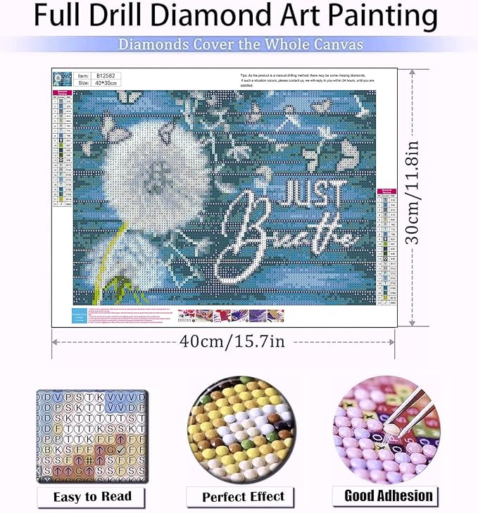 Meothan 5D Dandelion Diamond Art Kits for Adults DIY Dandelion Butterfly Diamond Painting Kits for Adults, Full Round Rhinestone Crafts Gem Art Painting with Diamond for Home Wall Decor 12x16 incn