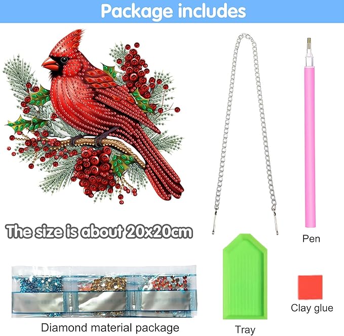 Reofrey Hanging Diamond Art Kits for Adults– 8x8Inch Birds Hanging Ornament Acrylic Board Double Sided Pattern Crystal Diamond Art Suncatcher Pendant, for Wall Home Window Decoration Handmade Gift