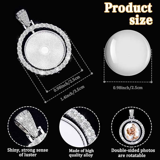 Ferraycle 27 Pieces Rhinestone Bezel Pendant Trays Set Including 9 Pieces Double-Sided Sublimation Blank 1 Inch Bezel Round Pendant Trays Charms with 18 Transparent Glass(Silver)