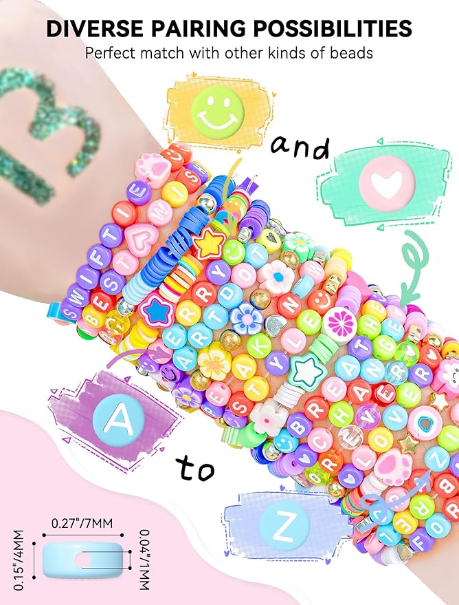 ARTDOT 1400 Pieces Letter Beads for Friendship Bracelets Making Kit, 28 Styles Assortment Jewelry Making Supplies Beads Set with Cases Preppy Crafts for Adult