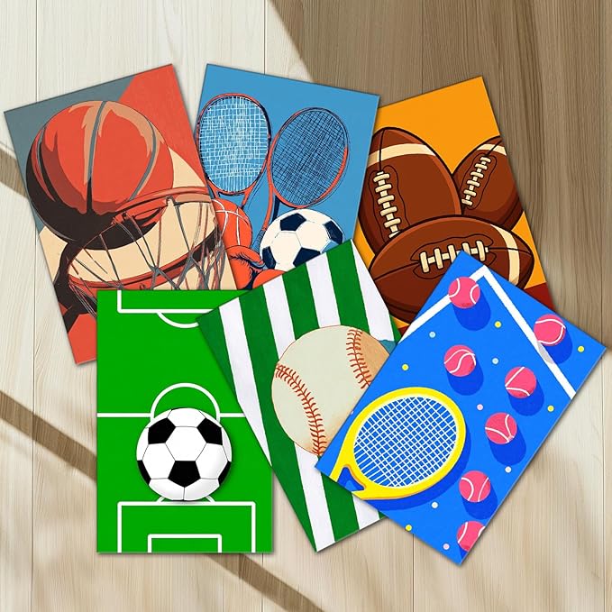 Aihonmin Balls 6 Pack Paint by Numbers for Adults Beginner Basketball and Soccer Oil Painting Kits on Canvas with Brushes and Acrylic Painting Crafts DIY Home Wall Decor 8x11.8 Inch (Frameless)