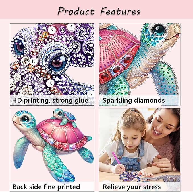 Muzagroo Art Diamond Art Kits for Adults, 5D Diamond Painting Kits for Beginners, DIY Special Shaped Diamonds Art Hanging Ornament for Windows 2 PCS Animals Diamond Pendant (Octopus)