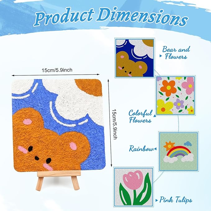 4 Pack Painting Kits for Adults Beginners 5.9 x 5.9 Inch 3D Paper Pulp Painting with 23 Pulp, 4 Tabletop Easels, 4 Blank Canvas Panels and Other Tool for Desktop Decor Home