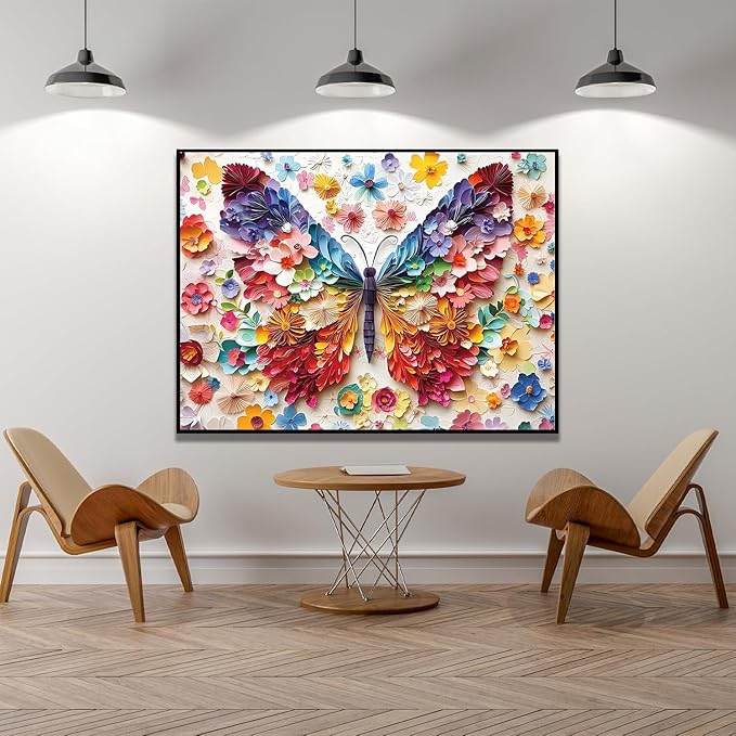 EIBEILI Adult Diamond Painting Set -Flower Butterfly Diamond Painting Set, 5D Diamond Painting, DIY Full Diamond Painting Gemstone Craft 11.8x15.7 inches