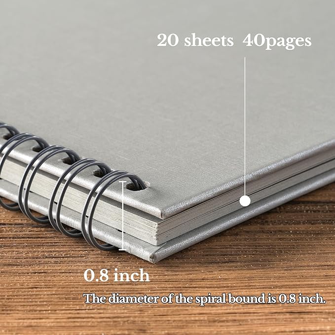 potricher 8 x 8 Inch DIY Scrapbook Album 40 Pages Hardcover Kraft Paper Scrap Book Photo Albums Memory Book for Wedding and Anniversary Family (Gray, 8 Inch)