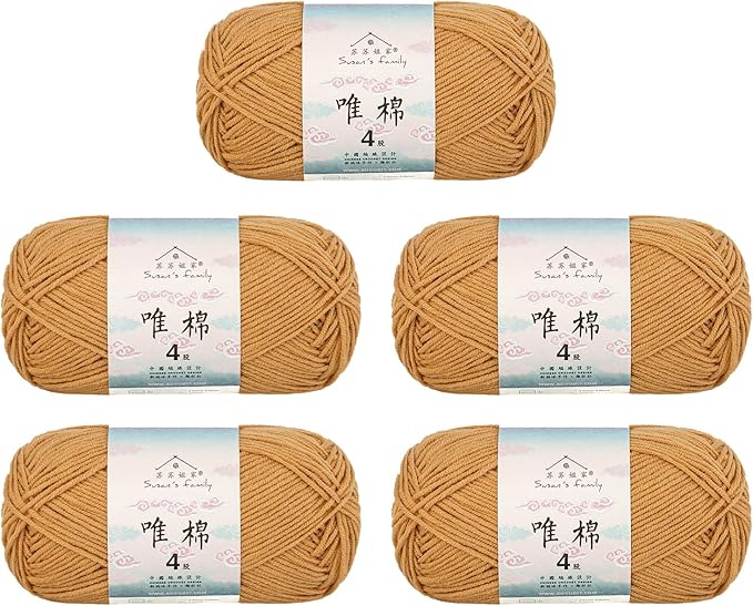 Susan's Family 4 ply 60% Cotton 40% Acrylic Yarn - Soft & Durable - 5 x 50g (1.76oz) - 655 Yards for Knitting & Crocheting - Baby Blankets, Amigurumi, Sweaters & More