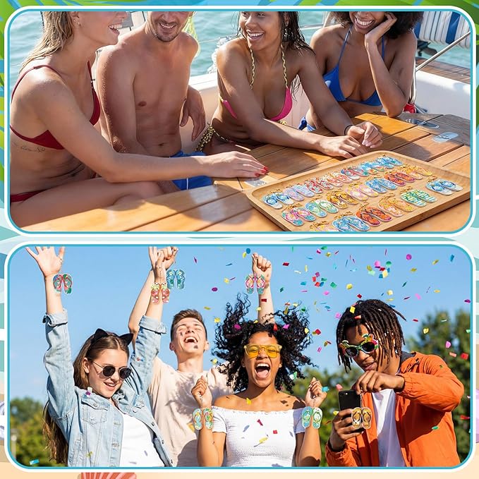 Huquary 30 Pcs Summer Diamond Art Flip Flop Diamond Painting Keychains Kits for Aldults Double Sided 5d Rhinestones Beach Slipper Hanging Key Chains Ornaments for Beginners DIY Crafts Party
