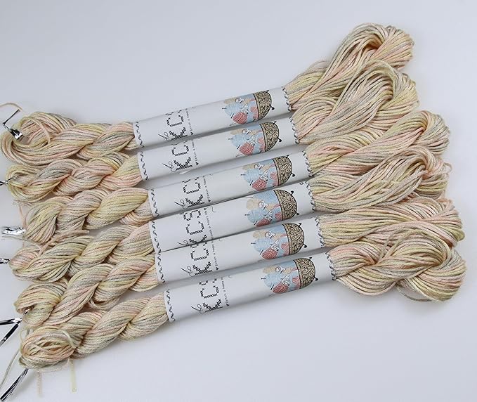KCS Big skeins of 25 Meters Size 25 Color Variegated Cross Stitch Stranded Threads,6 skeins,4150