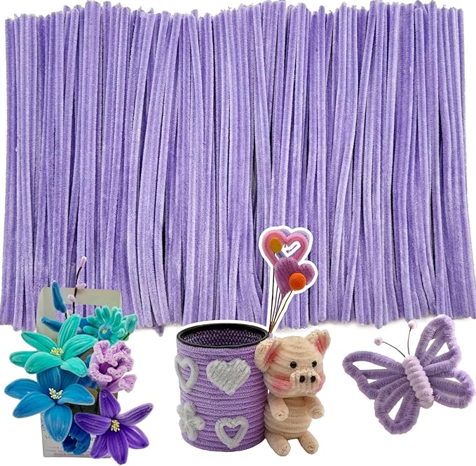 Lovely Light Purple Pipe Cleaners Craft,200pcs Arts Crafts,Chenille Stems Art Supplies for Projects Creative DIY Room Decor,Christmas Decorations,Teen Girl Gifts Trendy Stuff,Halloween Gifts