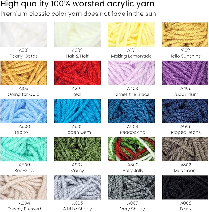 ARTEZA Acrylic Yarn for Crocheting, 20 Mini-Skeins of Worsted Yarn for Knitting in Classic Colors, Knitting & Crochet Supplies