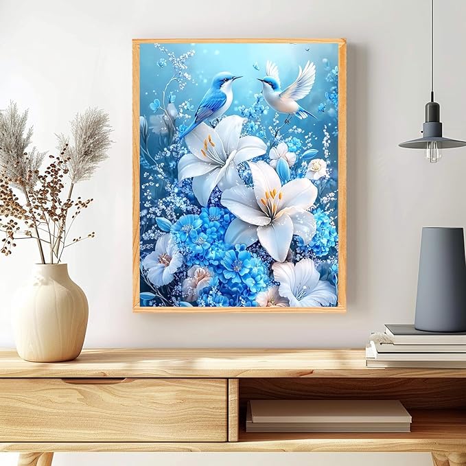 MAXBYE Birds Paint by Numbers, Flower Adults' Paint by Number Kits, DIY Acrylic Paint Kit for Adults Beginners Unframed, Easy Oil Paint by Numbers Canva for Home Wall Decor 12x16inch
