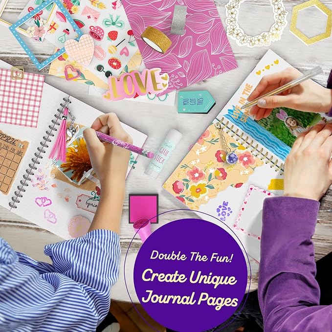 laoese 2-pack diy journal kit for girls -christmas birthday gifts for girls 8 9 10 11 12 13 14 years old - arts & crafts for teens trendy stuff - scrapbook & diary supplies toys set