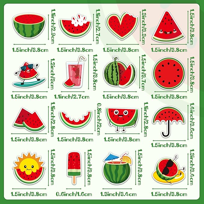 beyumi summer watermelon roll stickers - 1000pcs watermelon stickers in 2 rolls waterproof vinyl juice popsicle fruit decals for phone laptop bottle notebook luggage computer envelope decor for kids