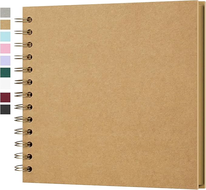 Yopih 7 x 7 Inch DIY Scrapbook Photo Album Hardcover Kraft Blank Page Acid-Free 40 Pages (20 Sheets) Memory Book for Wedding Anniversaries Family Baby Memories Small Scrapbooking Projects, Yellow