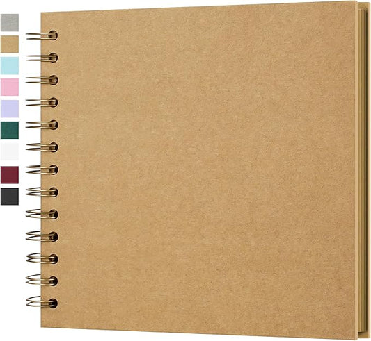 Yopih 7 x 7 Inch DIY Scrapbook Photo Album Hardcover Kraft Blank Page Acid-Free 40 Pages (20 Sheets) Memory Book for Wedding Anniversaries Family Baby Memories Small Scrapbooking Projects, Yellow