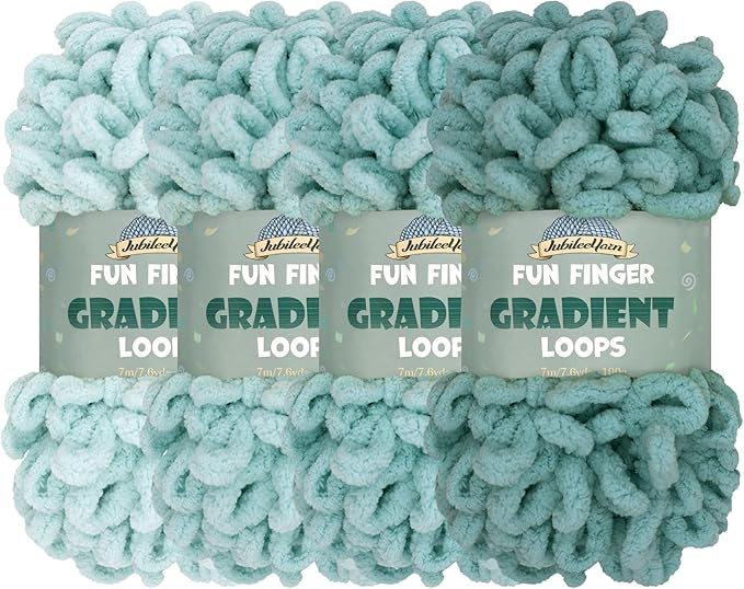 JubileeYarn Fun Finger Gradient Loops Yarn - 100g/Skein Jumbo Polyester - Ceres - 4 Skeins