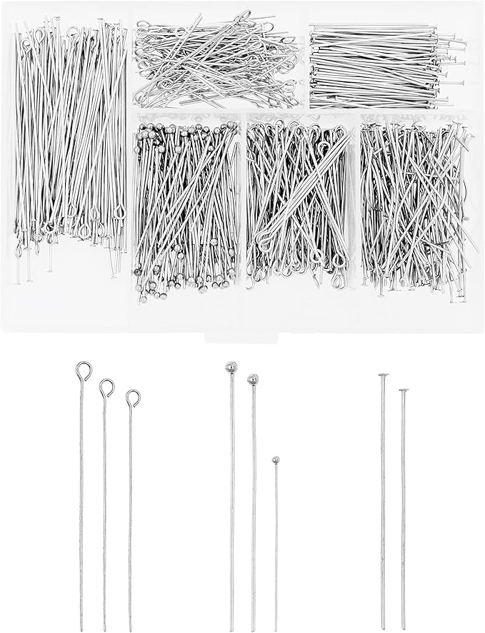 Mandala Crafts Stainless Steel Eye Pins for Jewelry Making Earring Making Supplies - Jewelry Findings Ball & Flat Head Pins for Earrings DIY Bracelets Rosary Charms