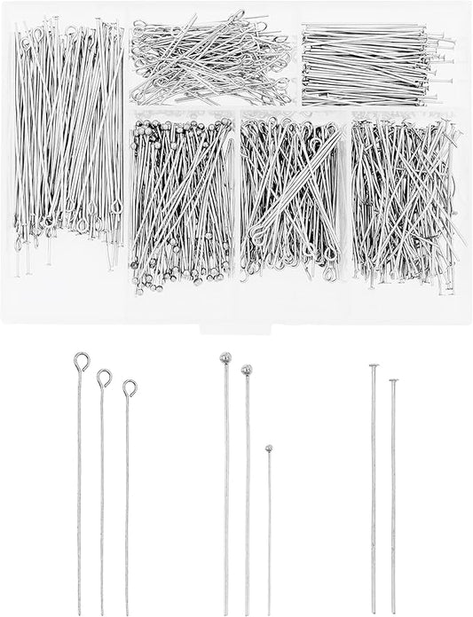 Mandala Crafts Stainless Steel Eye Pins for Jewelry Making Earring Making Supplies - Jewelry Findings Ball & Flat Head Pins for Earrings DIY Bracelets Rosary Charms
