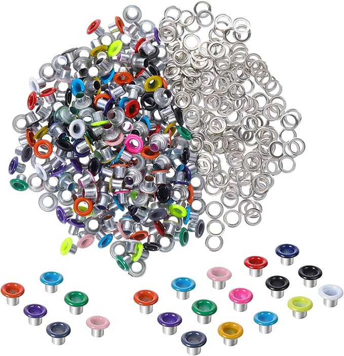 JIYIN 210 Set Metal Eyelets for Paper Crafts, 3mm Colorful Eyelets and Grommets Kit Metal Round Eyelets Leather Rivet Accessories for Fabric Canvas Bag Shoes Clothing Scrapbooking Card Making