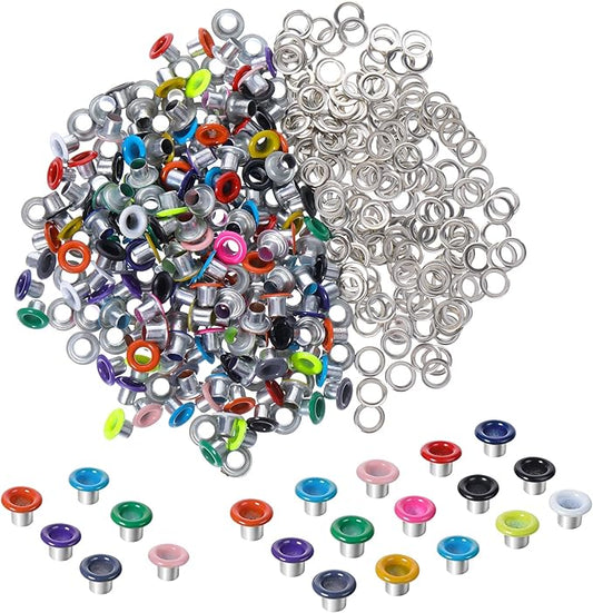 JIYIN 210 Set Metal Eyelets for Paper Crafts, 3mm Colorful Eyelets and Grommets Kit Metal Round Eyelets Leather Rivet Accessories for Fabric Canvas Bag Shoes Clothing Scrapbooking Card Making