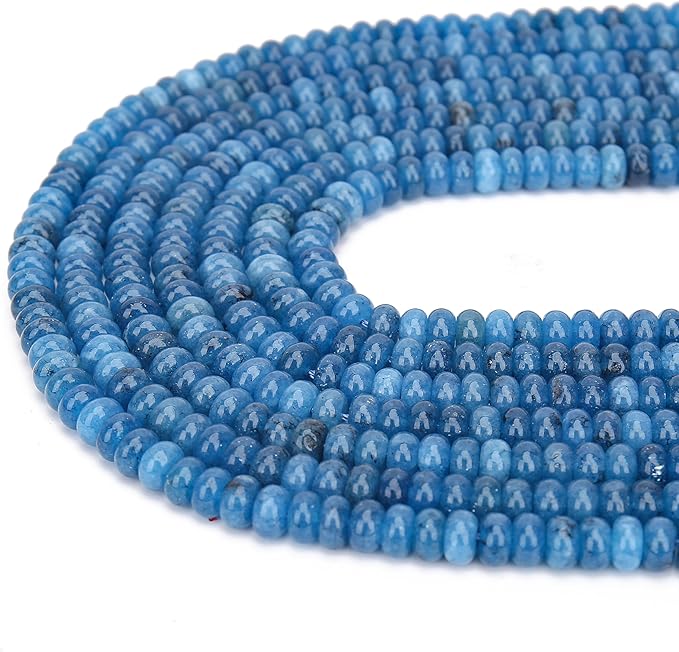 2 Strands (150PCs) Lake Blue Jade Rondelle Beads, 5 * 8mm Gemstone Loose Spacer Abacus Disk Beads for DIY Bracelet Necklace Earrings Jewelry Making, Craft Supplies Beading Kit