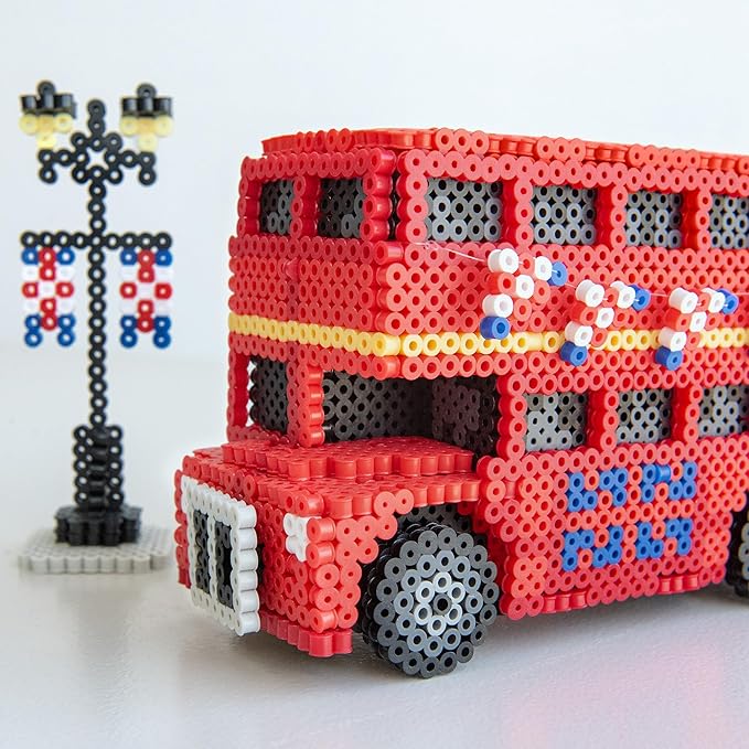 Perler 80-57242 London Bus 3D Fused Bead Craft Activity Kit, 4" W x 17.5" H, Multicolor, 8011 Pieces