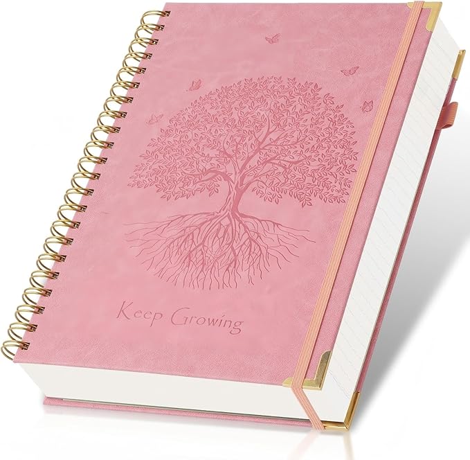 Blank Spiral Notebook, Sketch Book, 8.5" x 11", 300 Pages Hardcover Leather Sketchbook, Large Unlined Notebook Journal for Women Men, No Bleed Thick Paper Sketchbook for Drawing, Pink Sketch Books