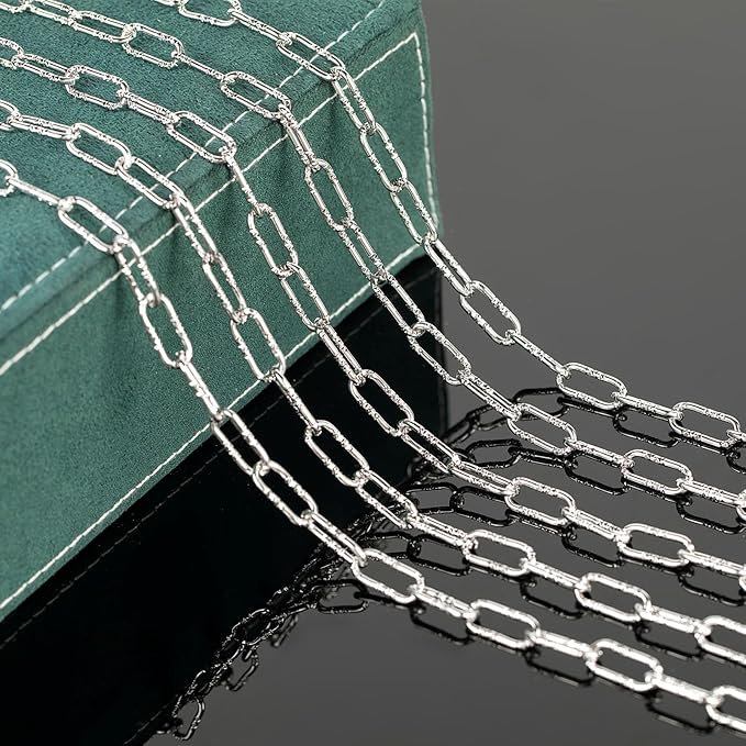 UMAOKANG 13 Feet Stainless Steel Chain for Jewelry Making Embossed Paperclip Chain Necklace DIY Making for Men and Women Jewelry Chain Roll