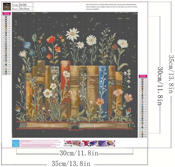 GEMFAMILY Books Diamond Painting Kits for Adults Beginner,5D Flower Diamond Art Kits for Adults,DIY Round Full Drill Diamond dots Painting for Home Wall Decor 13.8 x 13.8 Inch