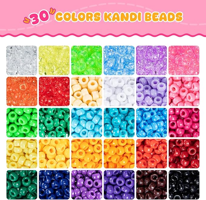 Simetufy 10000Pcs Pony Beads Bulk, 30 Colors Rainbow Kandi Beads for Hair Braiding Bracelet Making Kandi Jewelry Key Chains DIY Crafts Gifts Christmas Gifts (5.73lb, Stack Box)