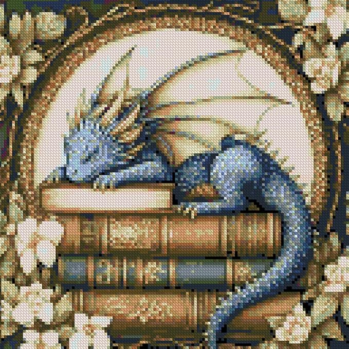 kyoqfvn dragon stamped cross stitch kits for adults - 11 ct embroidery kits for beginners adults, diy patterns dimensions counted cross-stitch kits for adults arts craft 14x14 inch