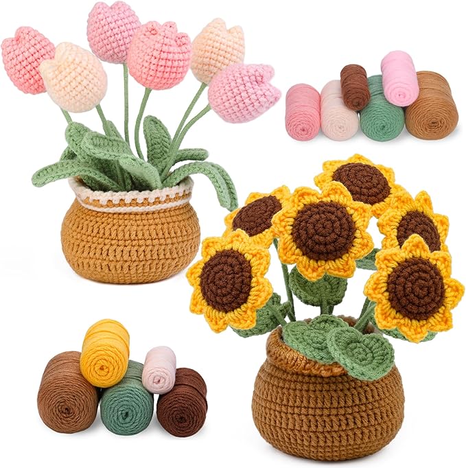 kgxulr Combination Crochet Kit, Knitting Kit for Beginner, Crochet Starter Kit for Complete Beginners Adults, with Step-by-Step Video Tutorials