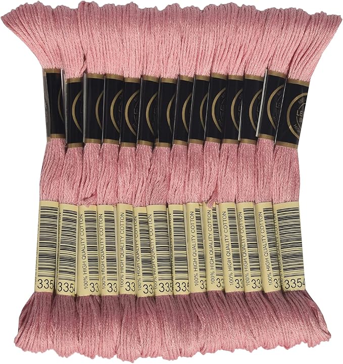LE PAON Embroidery Floss, 14-Pack Six Strands 100% Long Staple Cotton Embroidery Thread, 8.7-Yard，Color Number：3354, Light Dusty Rose