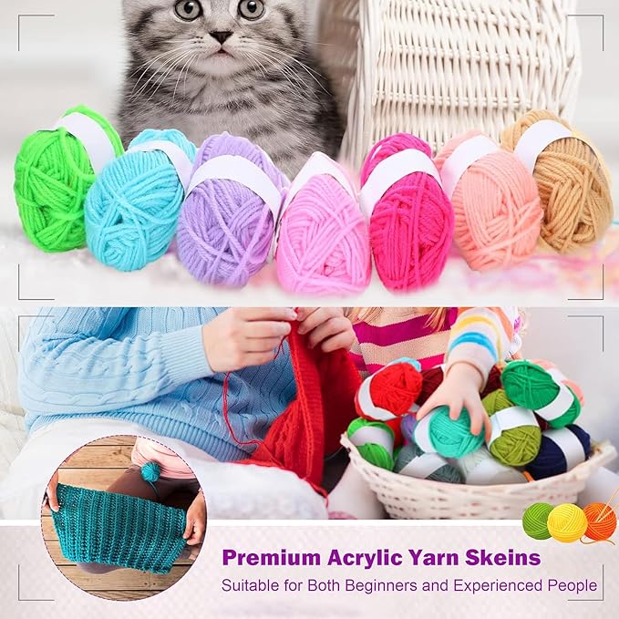 30 Color Multicolor Yarn, 15g Soft Acrylic Yarn for Crocheting, Knitting, DIY Projects